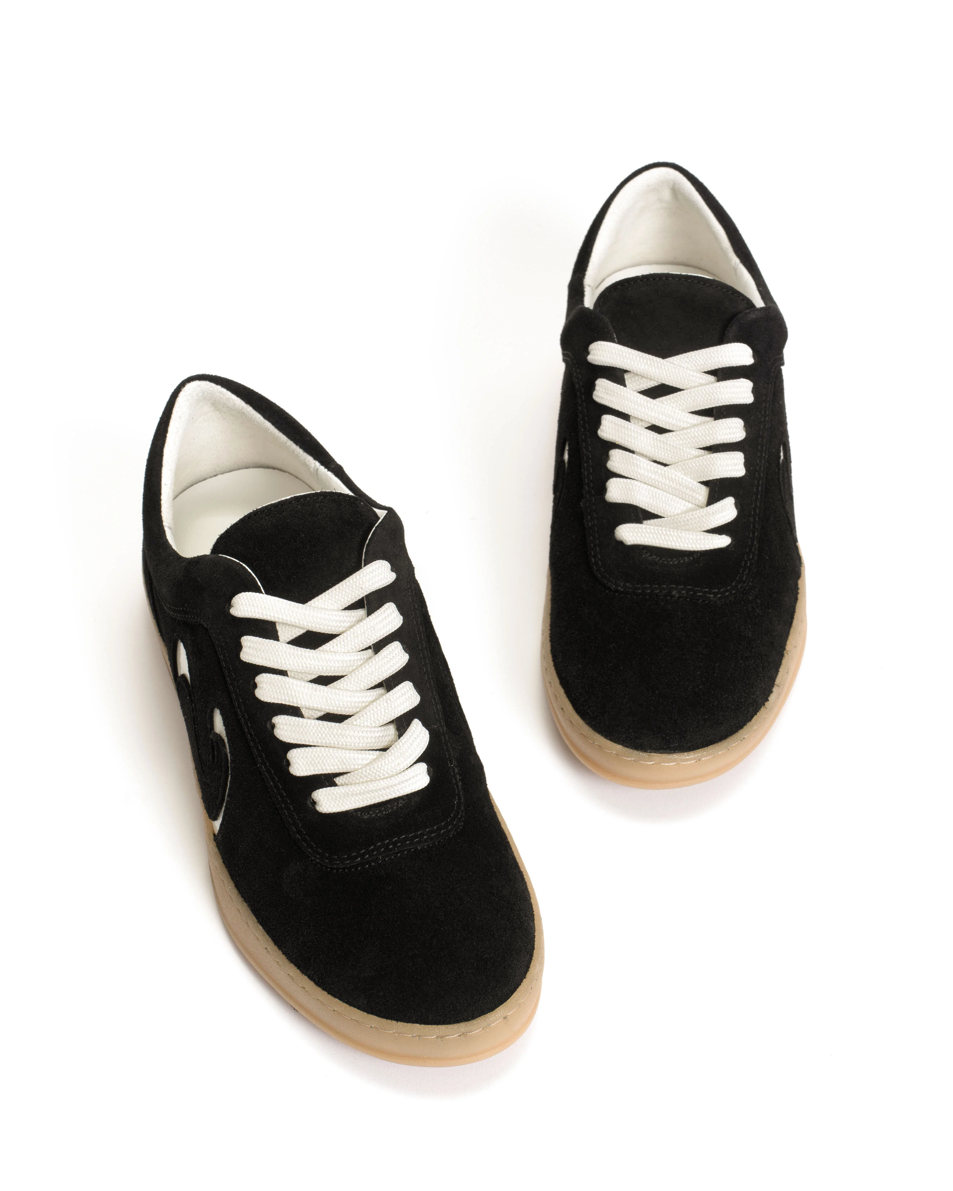 Blaire Calf suede & polished soft calf Black & white sand - Image 5